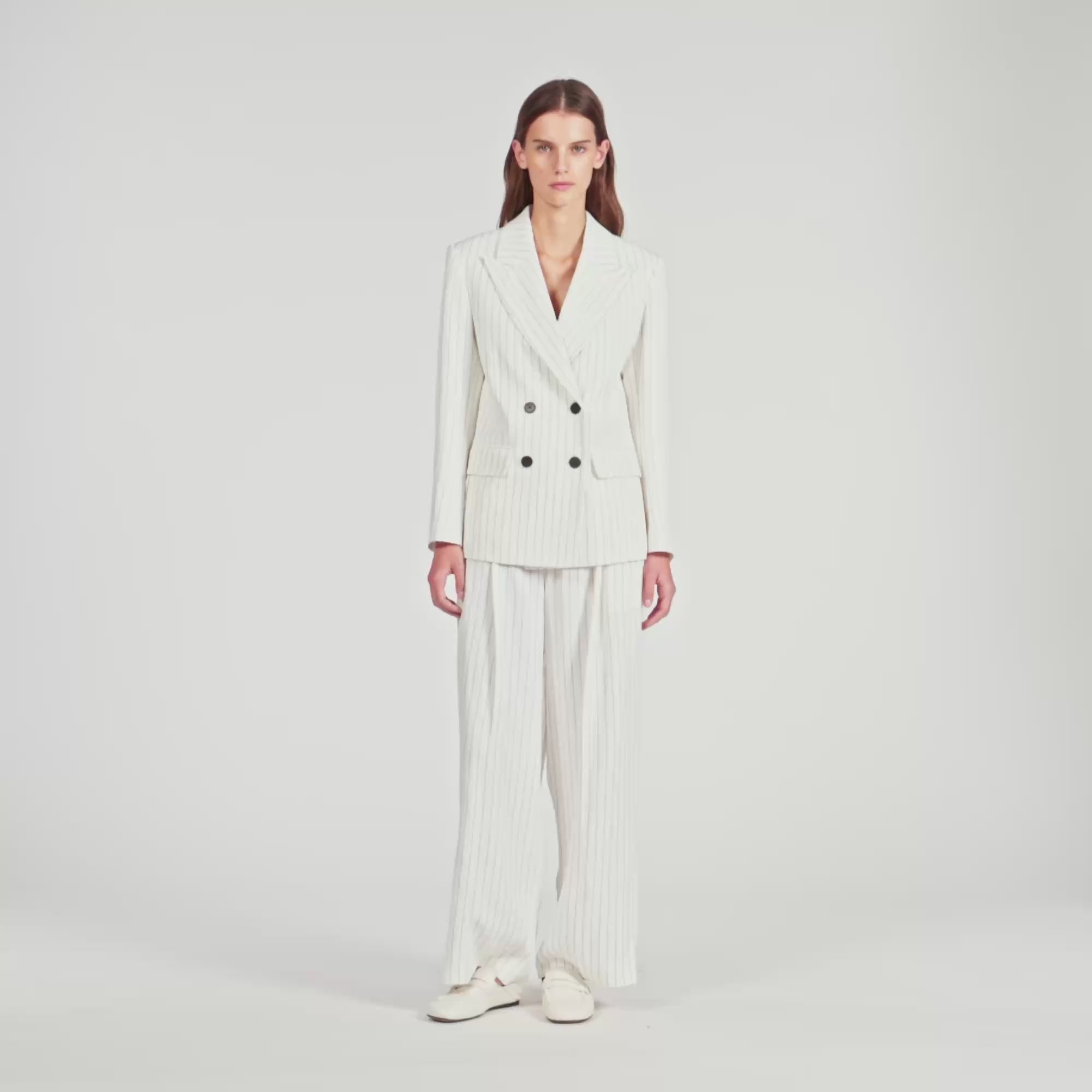 Hudson Striped Tailored Jacket Ecru / Black