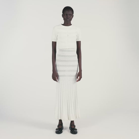 Milau Cropped Beaded Cardigan Ecru