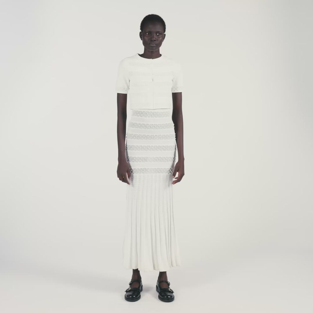 Milau Cropped Beaded Cardigan Ecru