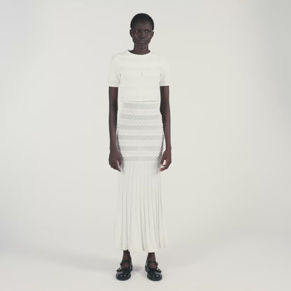 Milau Cropped Beaded Cardigan Ecru