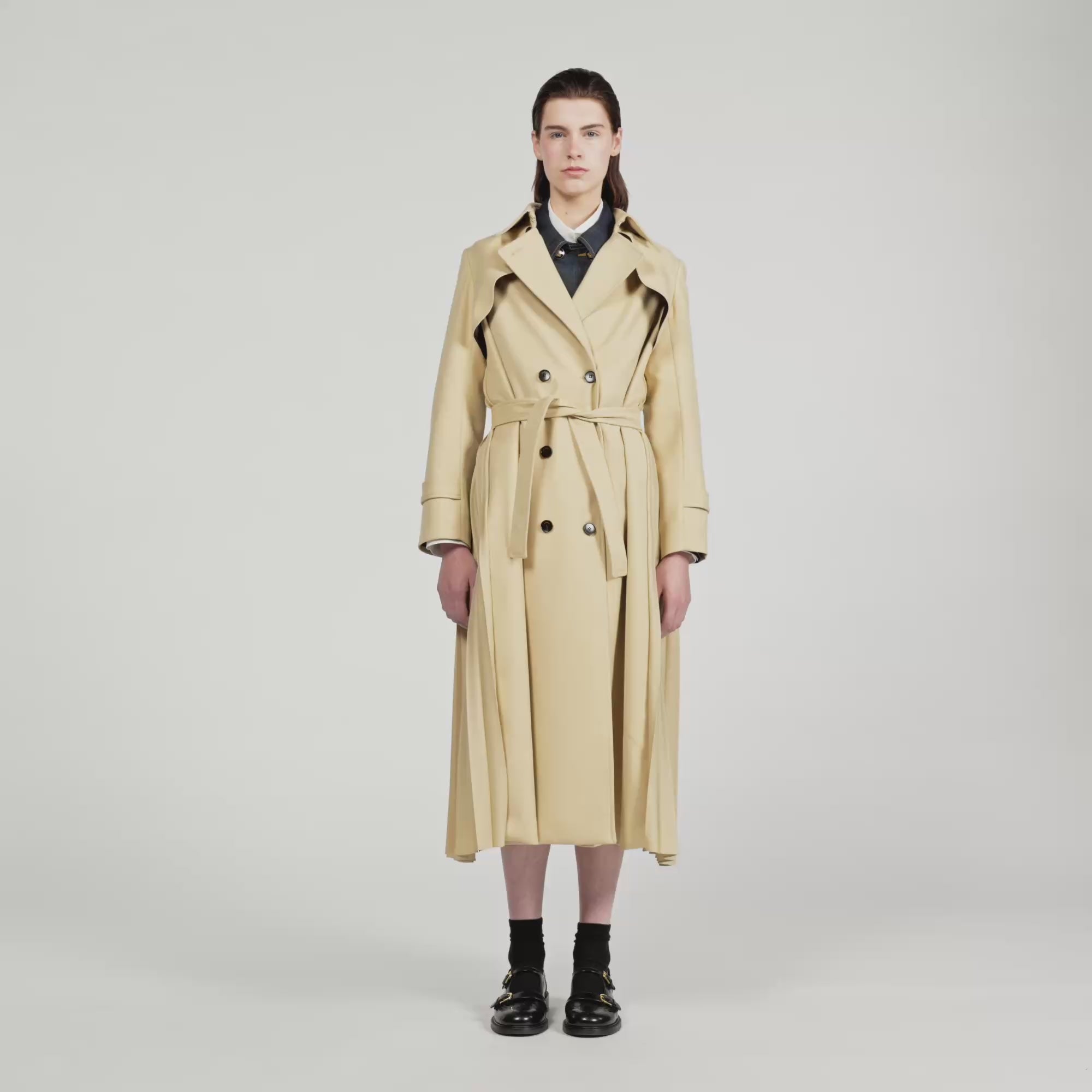 Simon Belted double-breasted trench Beige