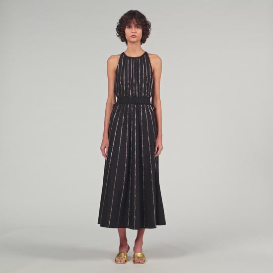 Mexique Rhinestone Maxi Dress Black