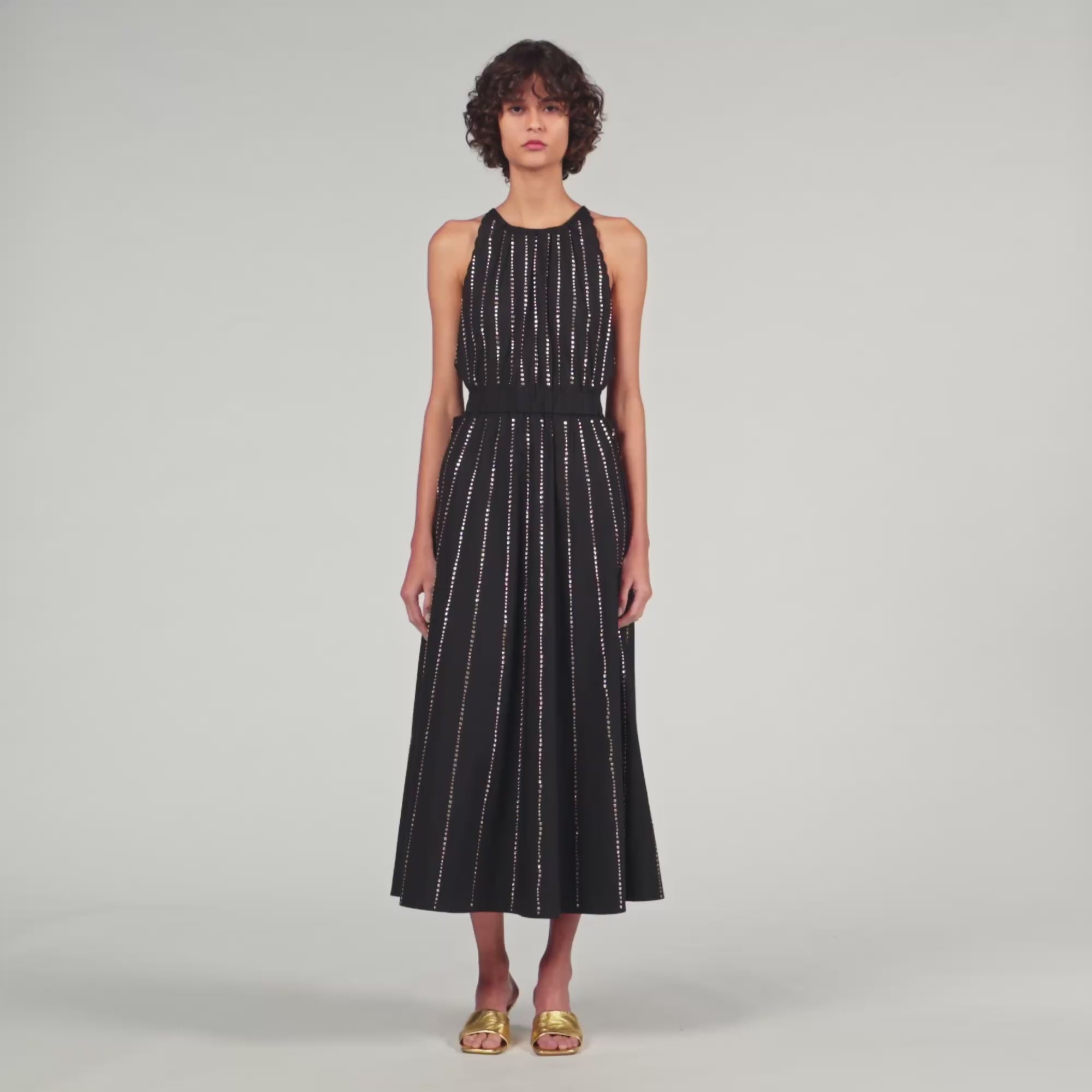 Mexique Rhinestone Maxi Dress Black