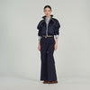 Lionel Wide-Leg Wool Trousers Navy Blue