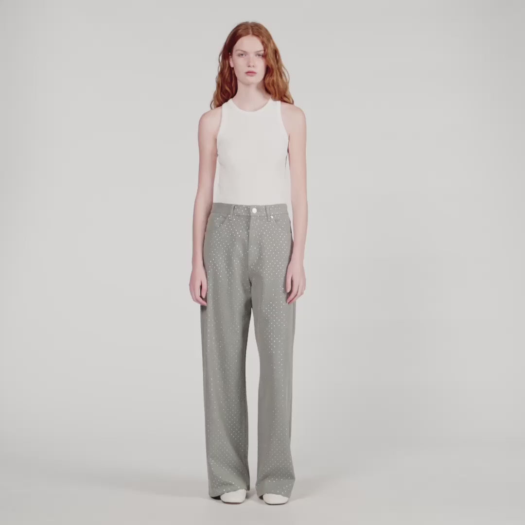 Golden Rhinestone Jeans Grey