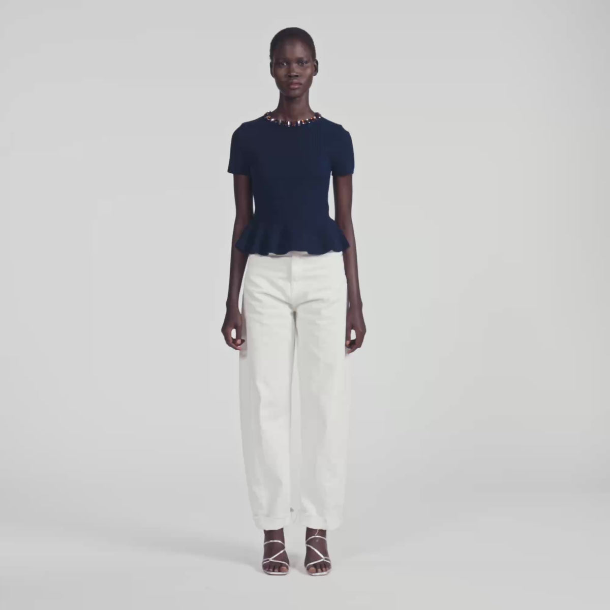 Jesse Ribbed wool and cashmere jumper Navy Blue
