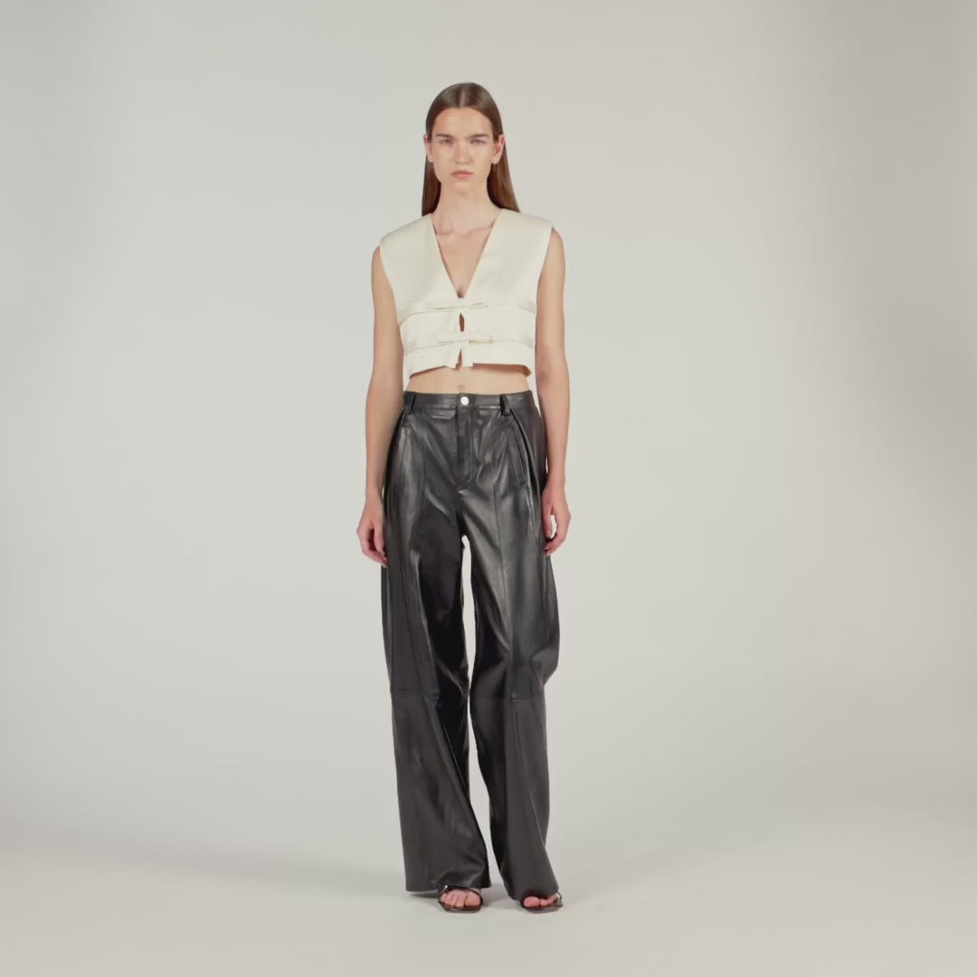 Auteuil Satin Crop Top Ecru