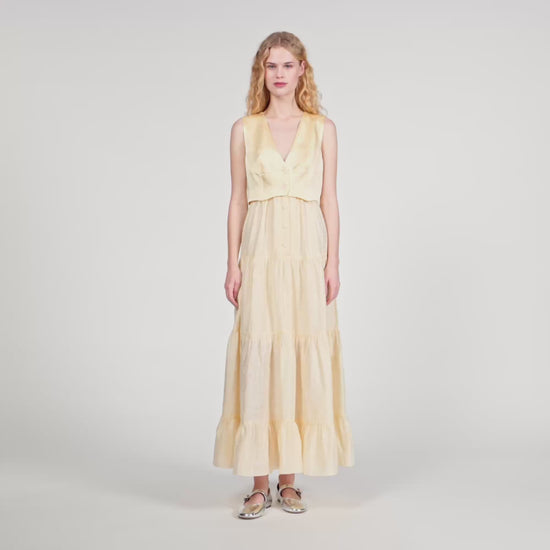 Pleated Maxi Dress Light Yellow