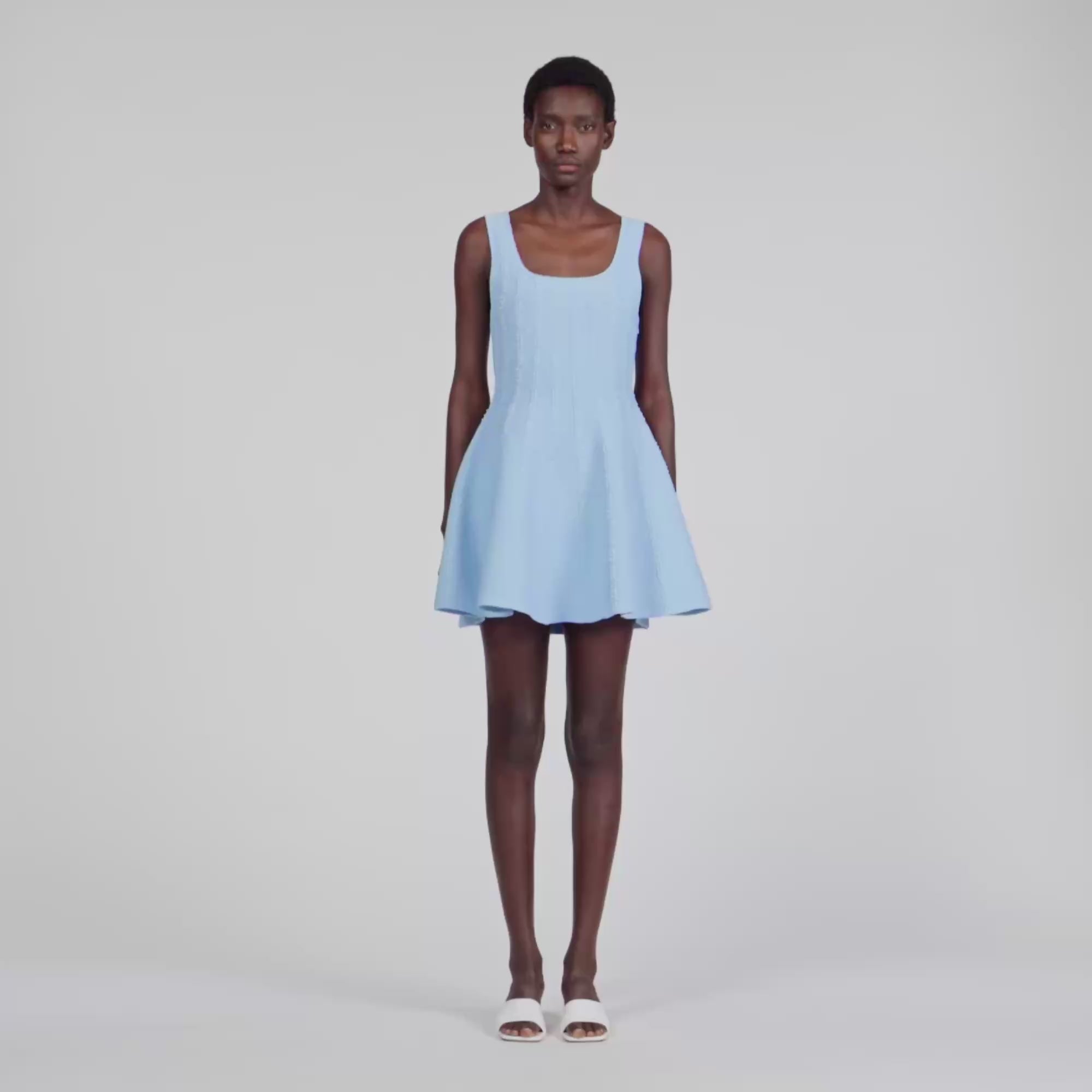 Lyssandra Beaded Knit Short Dress SKY BLUE