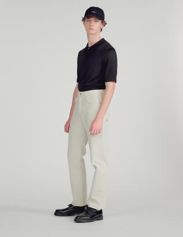 Knitted Polo Shirt With Zip Collar Black