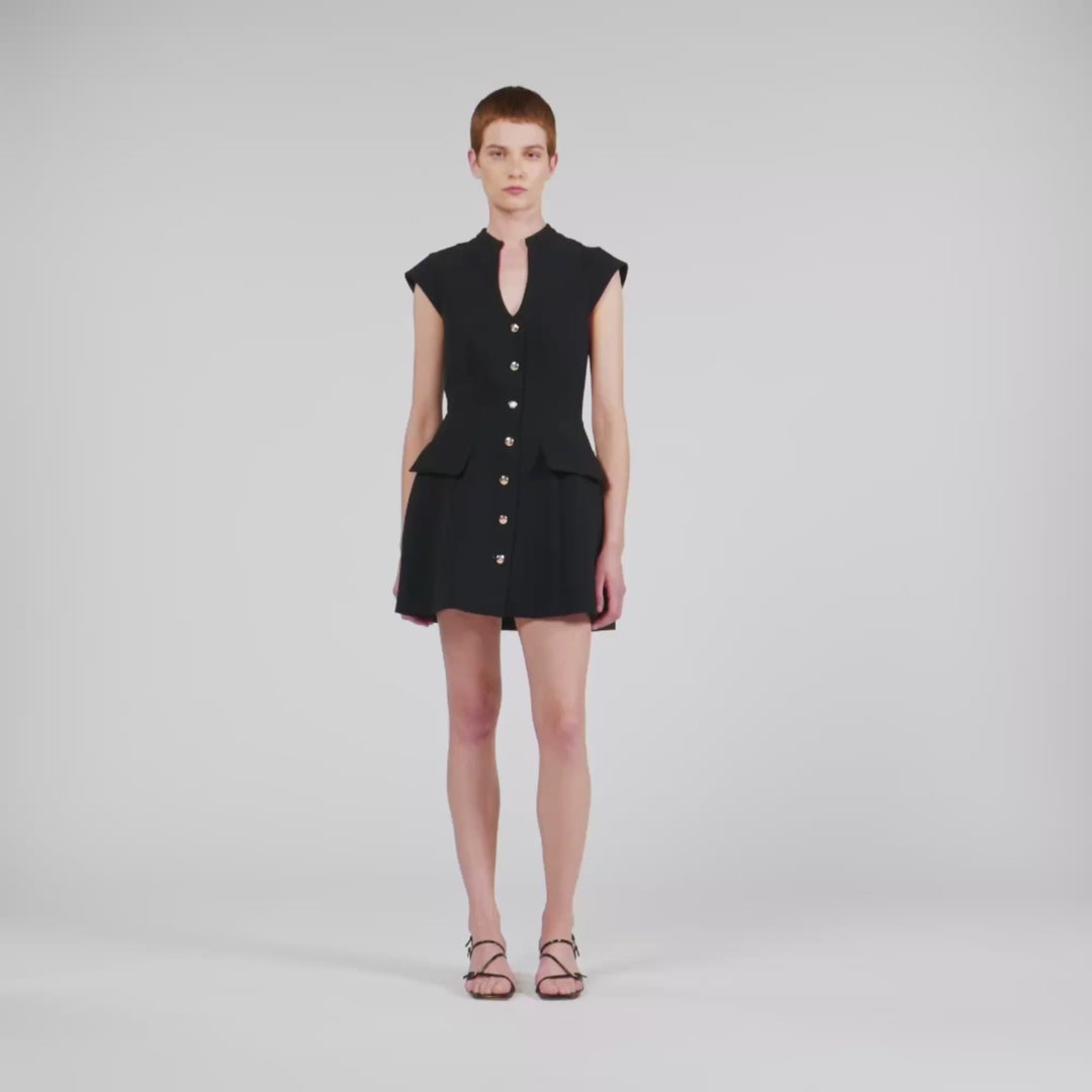 princess polly black dress with bow Constance Short Knit Dress Black