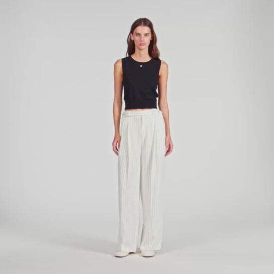 Matson Striped Suit Trousers Ecru / Black