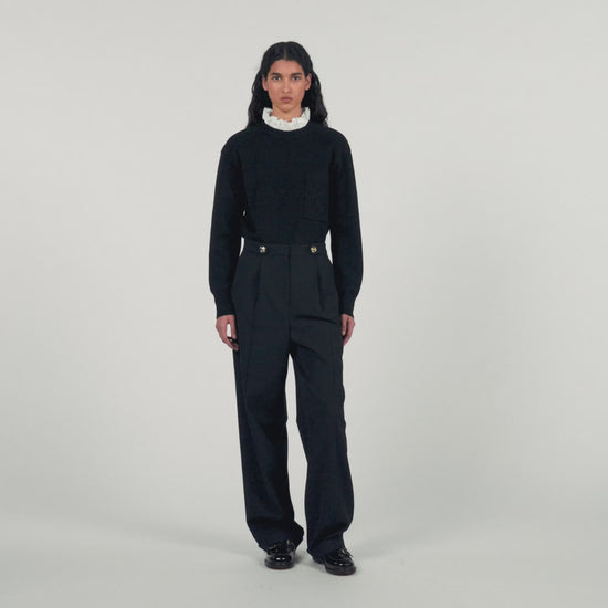 Straight-Leg Trousers Black