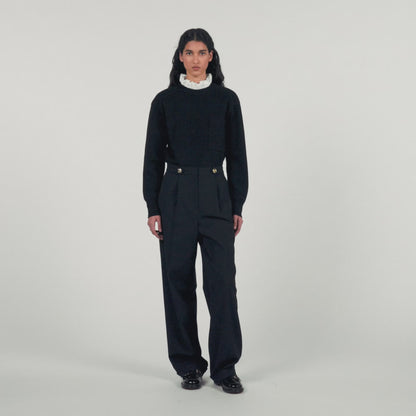 Straight-Leg Trousers Black