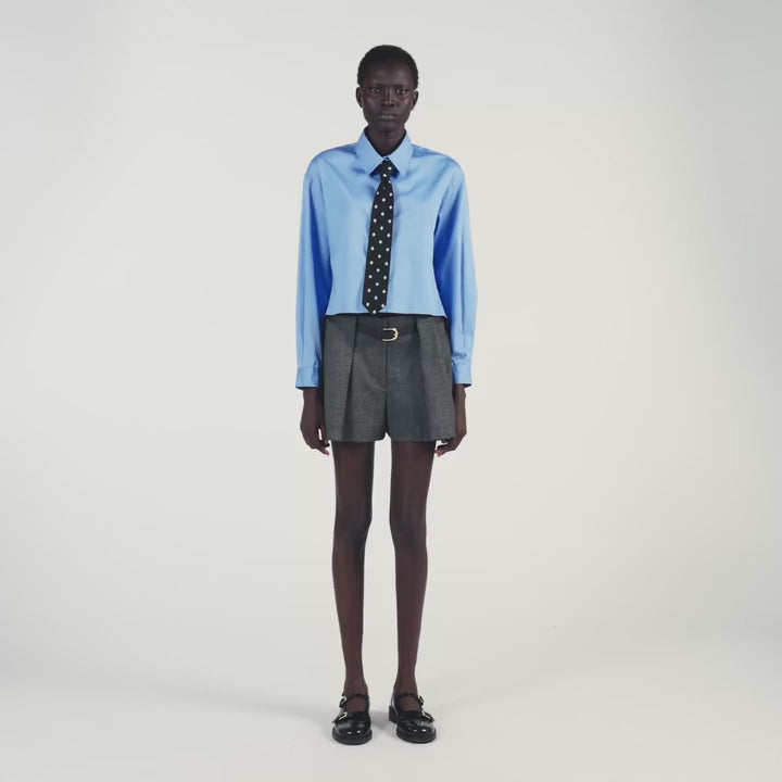 Seraphine Cropped Shirt With Detachable Tie Blue