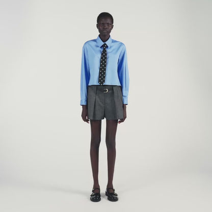 Seraphine Cropped Shirt With Detachable Tie Blue