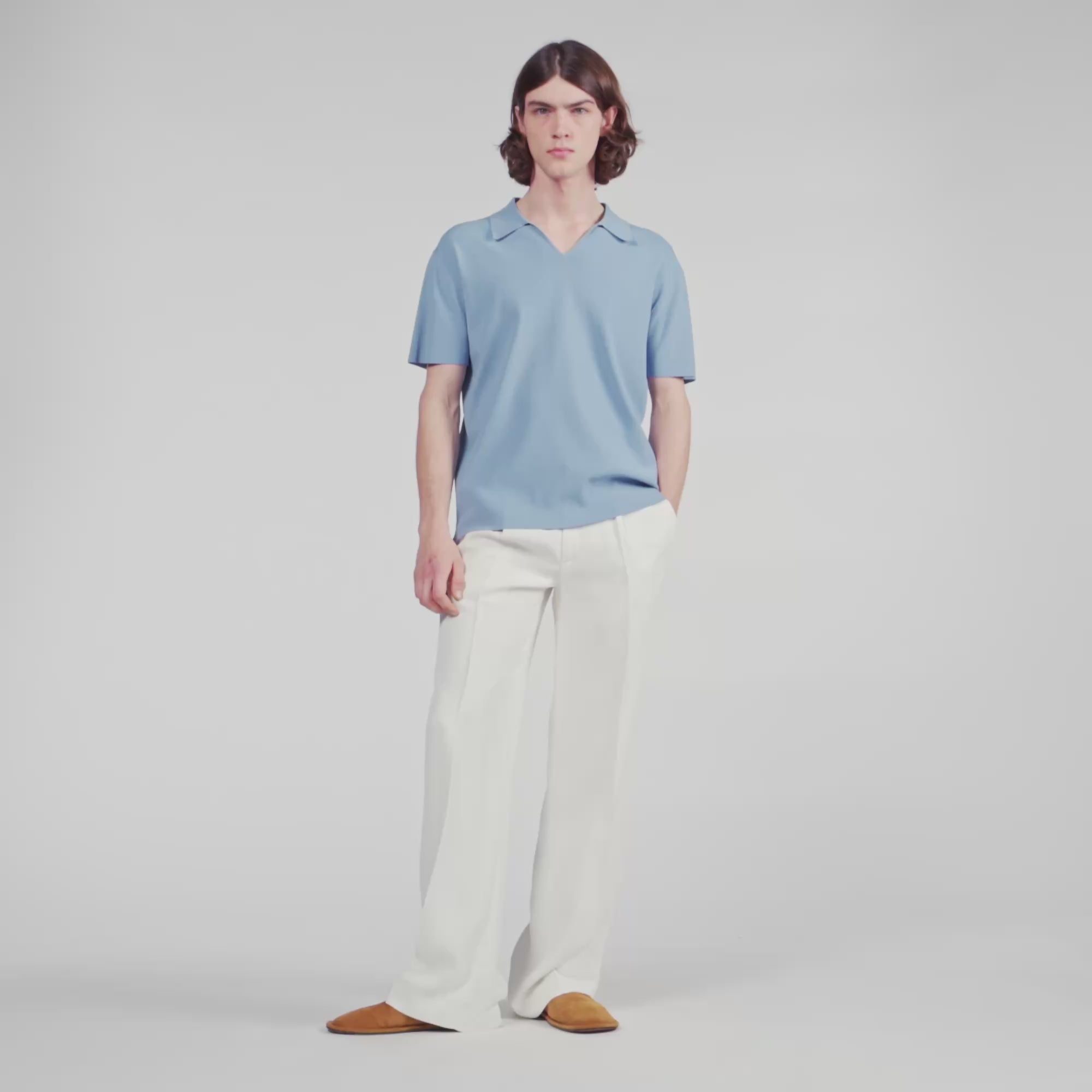 Riccardo Polo Stretch Knit Polo Shirt SKY BLUE