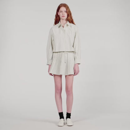 Cassiopee Striped Rhinestone Shirt Ecru