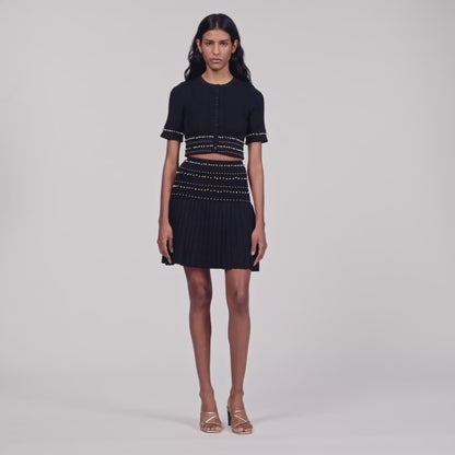 Oria Cropped cardigan with tassels Black