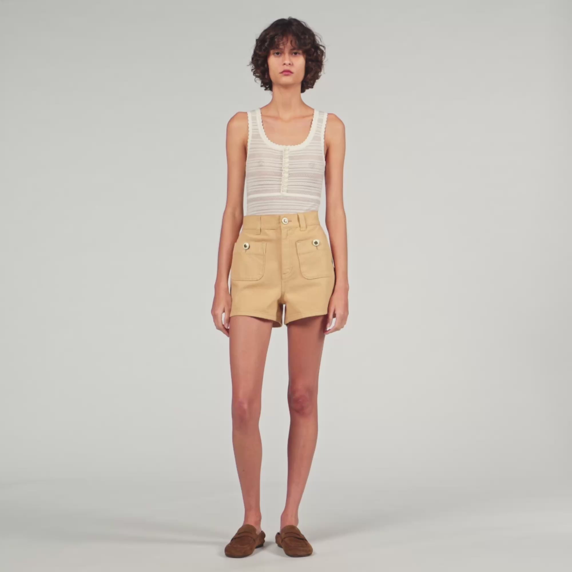 Texas Denim Shorts Beige