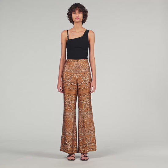 Darius Bandana-Print Floaty Trousers Brown / Black