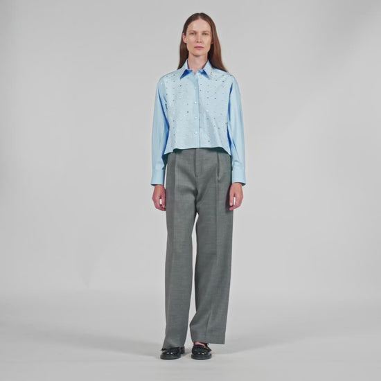 Eloane Rhinestone shirt Sky Blue