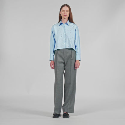 Eloane Rhinestone shirt Sky Blue