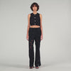 Amie Embroidered Guipure Crop Top Black