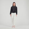 Julie Cropped Ruffled Peplum Jacket Black