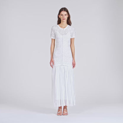 Levana Beaded Knit Maxi Dress White