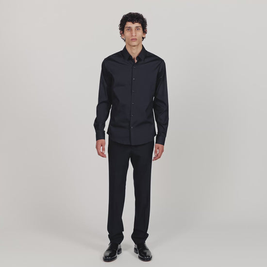 New Seamless Stretch Plain Shirt Black