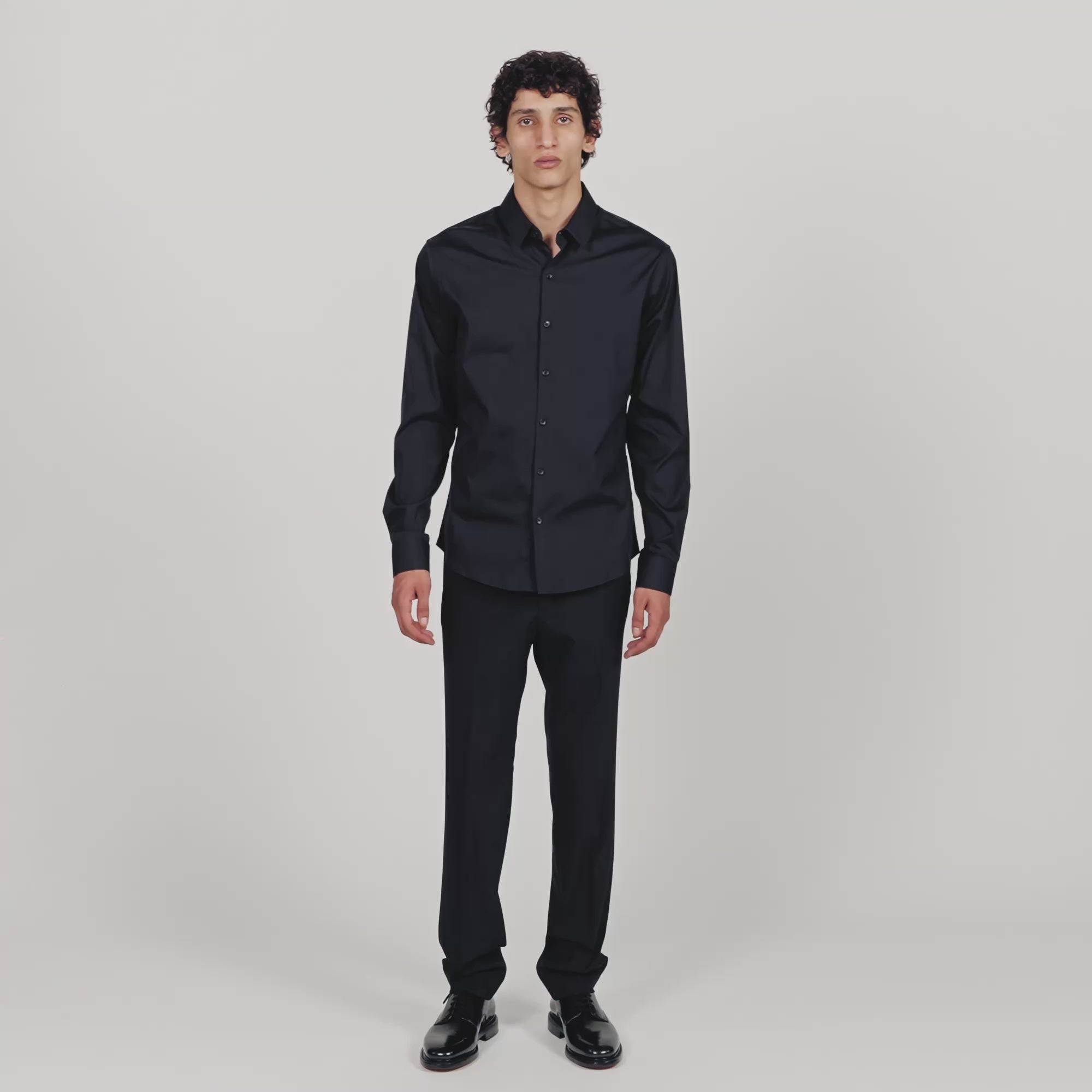 New Seamless Stretch Plain Shirt Black