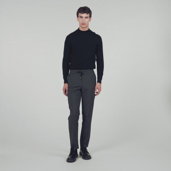 Elasticated Straight-Leg Pants Mocked Grey