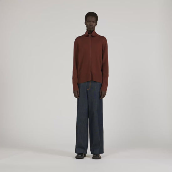 Trucker Cardigan Wool Trucker Jumper Chocolate