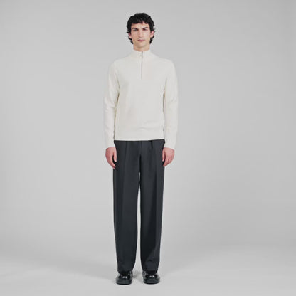 Zip Sweater Wool Jumper With Zip Collar Off White