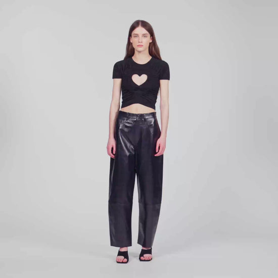 Lovejoy Ruched heart cropped T-shirt Black