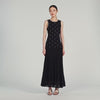 Theodora Rhinestone Flower Print Maxi Dress Black