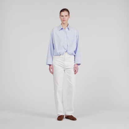 Jannat Cropped Striped Shirt Blu / White
