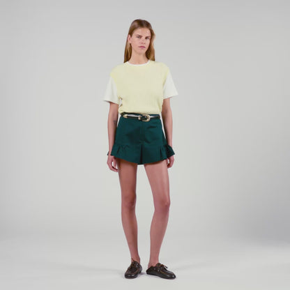 Dual Material Knit Jumper Light Yellow