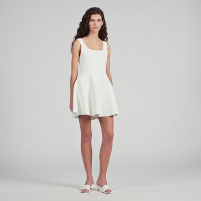 Lyssandra Beaded Knit Short Dress WHITE
