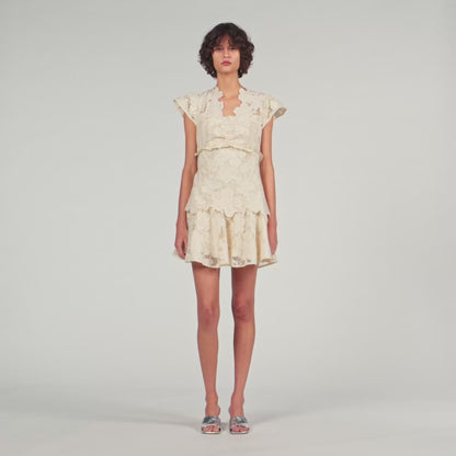 Lyrella Short Guipure Dress Ecru