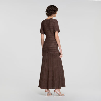 Diane Rhinestone knit maxi dress Brown