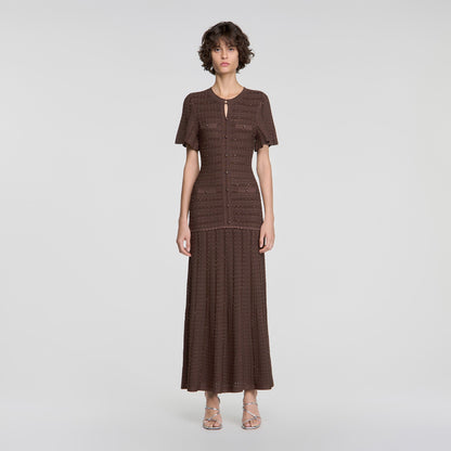 Diane Rhinestone knit maxi dress Brown