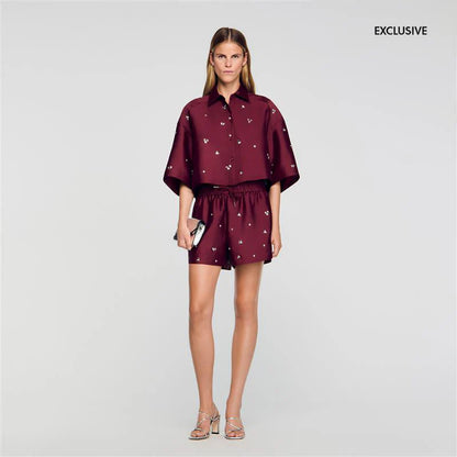 Mentissa Shirt Embellished With Rhinestones Bordeaux